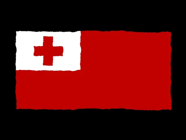 Handdrawn flagga Tonga — Stockfoto