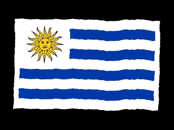 Handdrawn прапор Уругваю — стокове фото