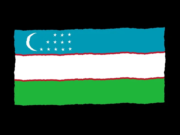 Özbekistan bayrağı handdrawn — Stok fotoğraf