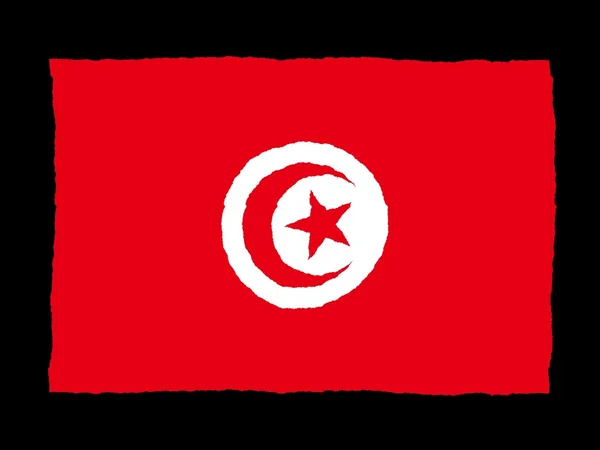 Drapeau dessiné à la main de Tunisie — Photo