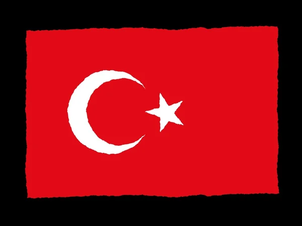 Türkiye'nin handdrawn bayrak — Stok fotoğraf