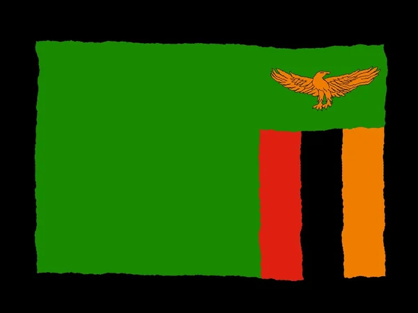Handgetekende vlag van Zambia — Stockfoto