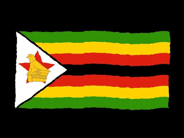 Handdrawn flagga Zimbabwe — Stockfoto