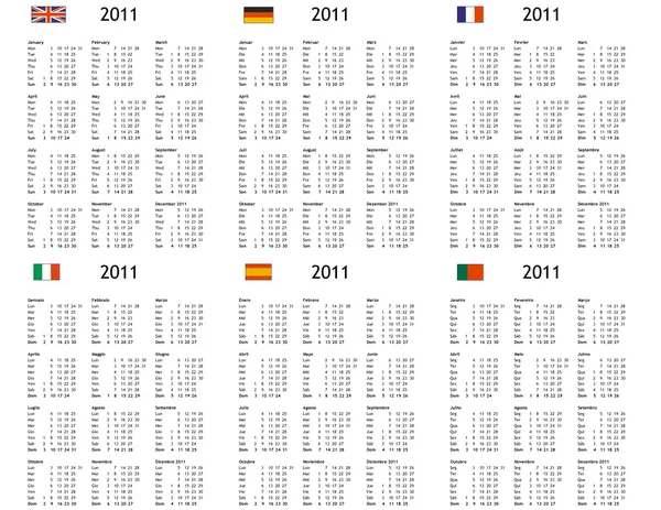 Calendario multilingüe 2011 —  Fotos de Stock