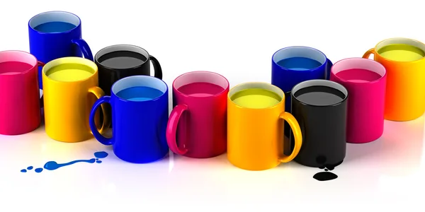 CMYK mugs lineup — Stock Photo, Image