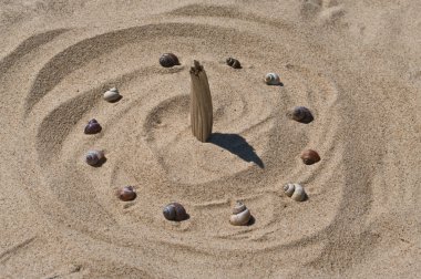 Sundial on sea sand clipart