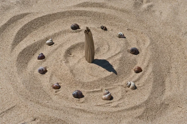 stock image Sundial on sea sand