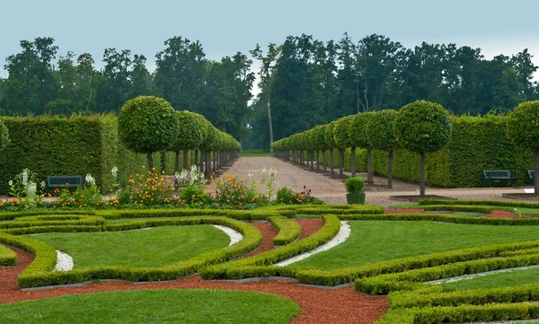 Avenue and bed in formal garden — Stock Photo, Image