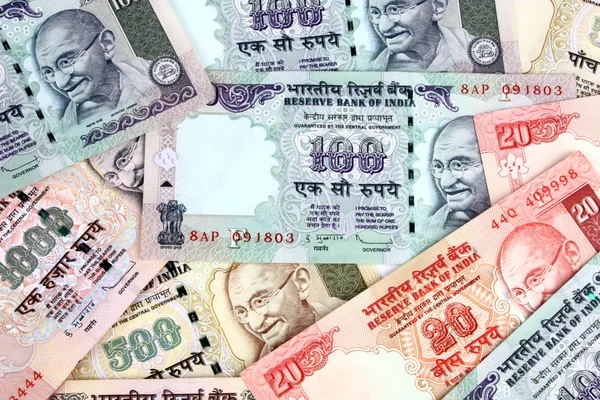 Notas de rupia indiana — Fotografia de Stock
