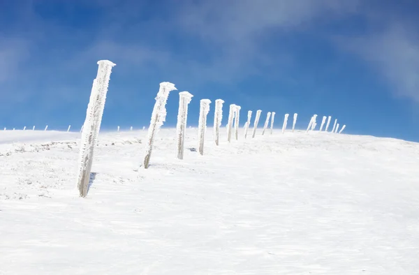 大雪覆盖列顶部的山 — 图库照片