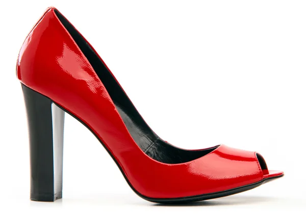 Красная женская обувь с открытым пальцем ноги — стоковое фото
