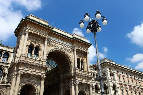 stock image Galleria Vittorio Emanuele II, upper front facade, Milan, Italy