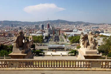 panoramik, plaza España'nın, barcelona, İspanya