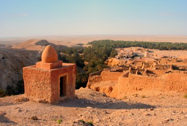 Ruins of old houses in village Chebika, mountain oasis, Tunisia, Africa clipart