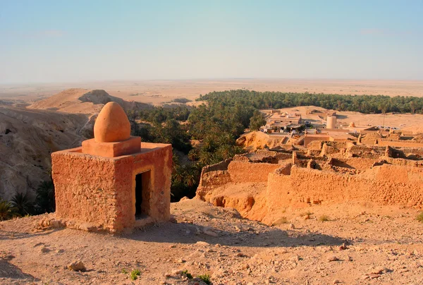 Ruins of old houses in village Chebika, mountain oasis, Tunisia, Africa — Stock Photo, Image