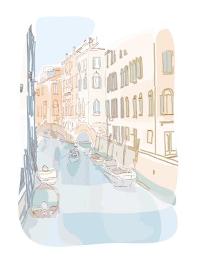 Venedik yaz pastel resimde