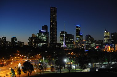  city skyline at night clipart