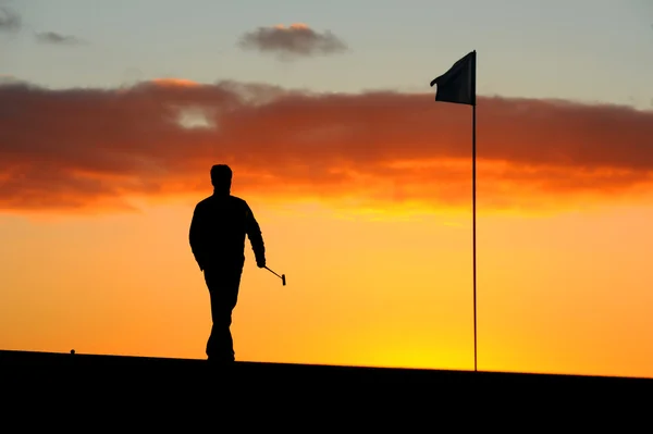 Male golfer silhouette — Stock Photo, Image