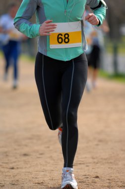 Female competitor  during marathon clipart