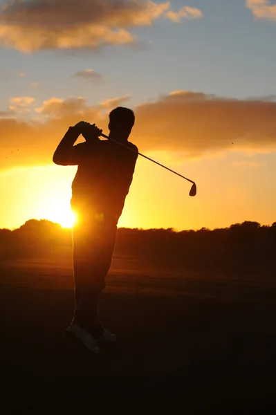 Maschio golfista silhouette Foto Stock