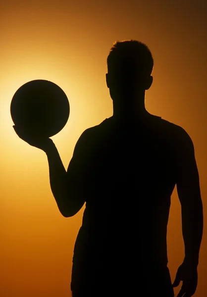 Street basketballer silhouette — Stock Photo, Image