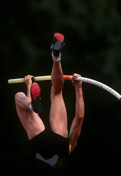 Pole vaulter  during competition Stock Image