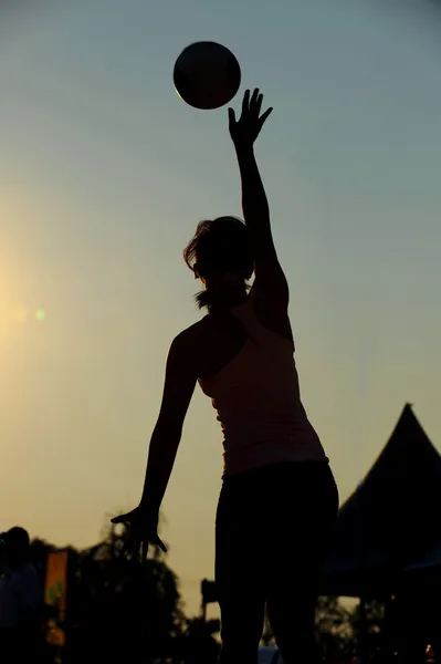 Female volleyball player silhouette — Stock Photo, Image