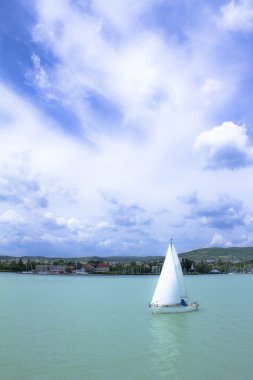 Yacht on the lake Balaton clipart