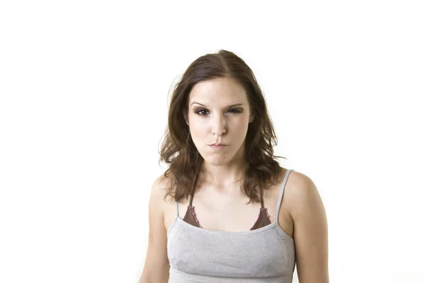 Naštvaná žena se silnými zobrazení — Stock fotografie