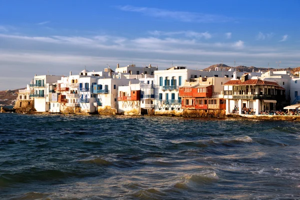 stock image Mykonos view of Little Venice on sunset