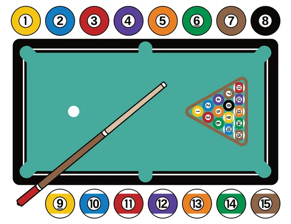 Billiards Table and Equipment — Stock Vector