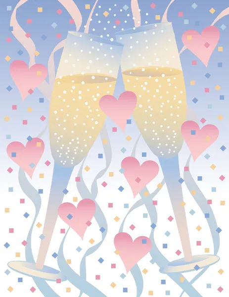 Kalpleri ile şampanya kutlama — Stok Vektör