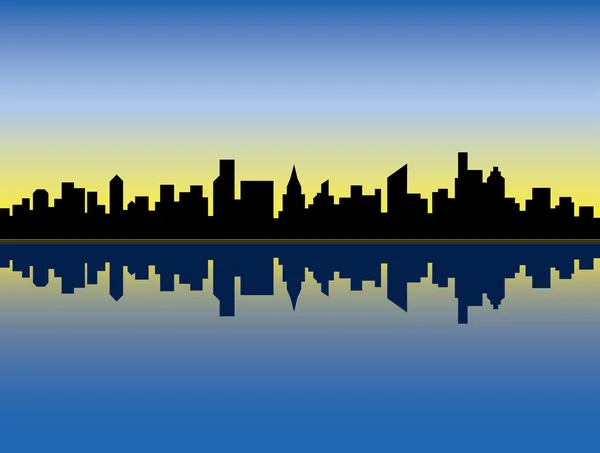 Ciudad Skyline al amanecer — Vector de stock