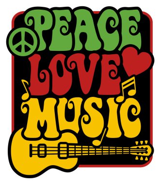 Peace-Love-Music in Rasta Colors clipart