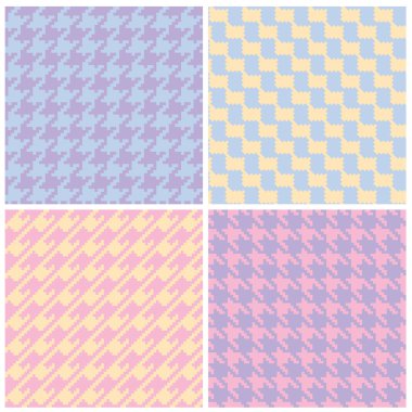 Pixel Houndstooth Patterns in Pastels clipart