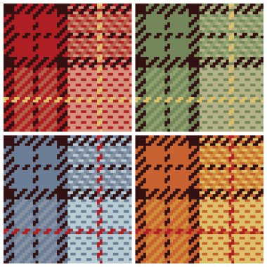 Pixel Plaid in 4 Colorways clipart