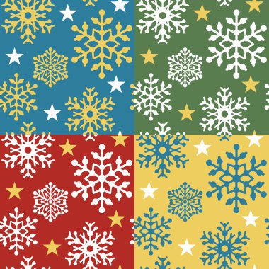 Snowflake Pattern in Four Colorways. clipart