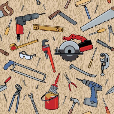 Tools on Wood Pattern clipart