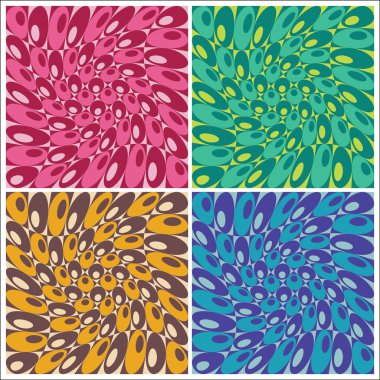 Twisted Circles Pattern in Four Colorways clipart