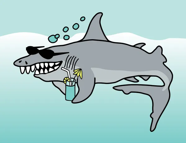 Tubarão feliz — Vetor de Stock