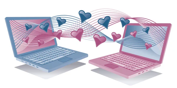 Φορητούς υπολογιστές στην αγάπη — Διανυσματικό Αρχείο