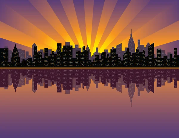 Zachód słońca na Manhattanie — Wektor stockowy