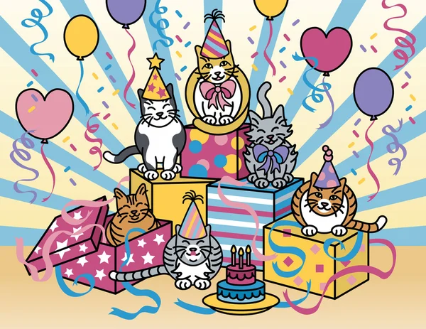 Party Cats — Stock Vector