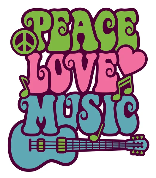 Peace Love Music — Stock Vector
