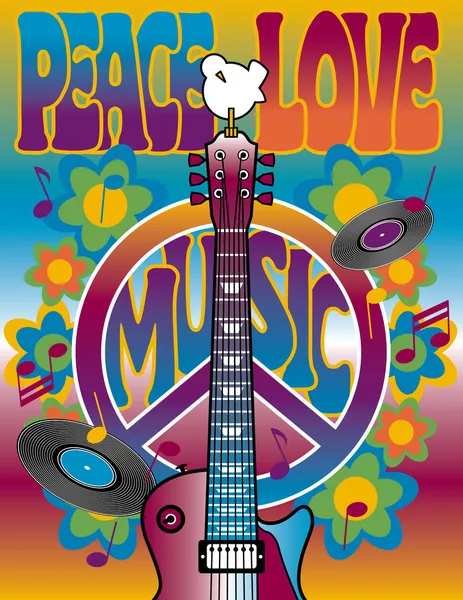 Paz-Amor-Música — Vector de stock