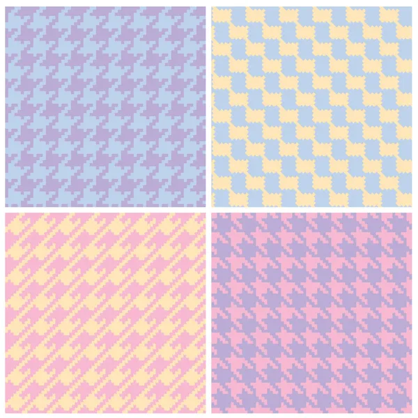 Pixel houndstooth vzory v pastelových barvách — Stockový vektor