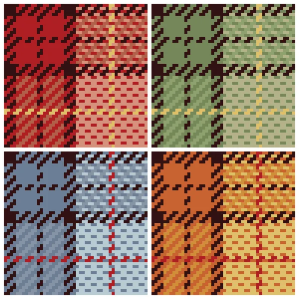 Pixel Plaid in 4 Colorways — Stock Vector