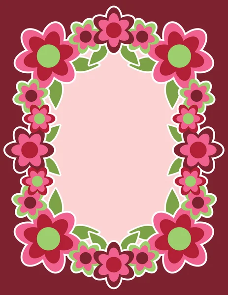 ピンクのレトロな花のフレーム — ストックベクタ