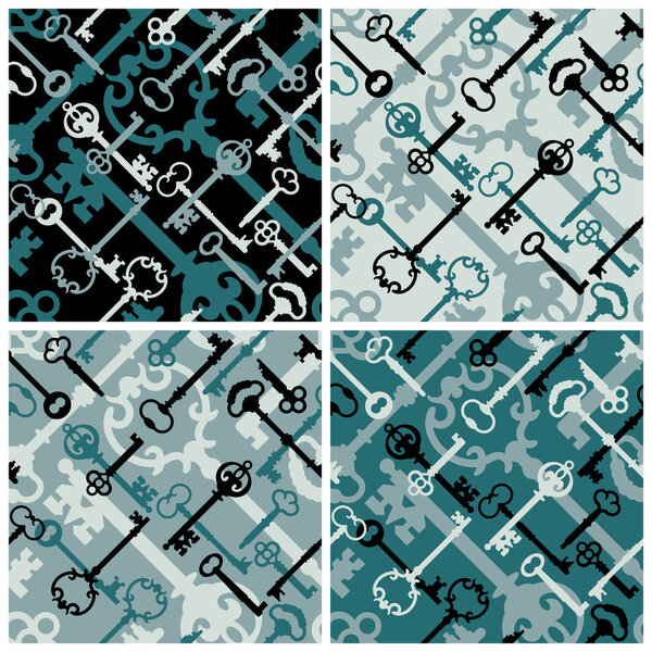 Skeleton Keys Pattern in Black and Blue