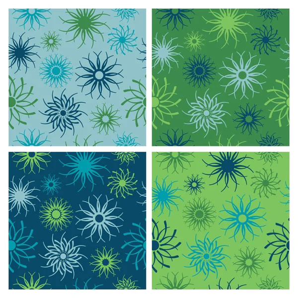 Σπινθηρίζον λουλούδι μοτίβο μπλε-πράσινο — Διανυσματικό Αρχείο